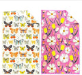 Double Sided Microfiber Hand Towels, 17x27 Inches Waffle Design Kitchen Towels Set, Durable & Soft Fast Drying Hand Wash Cloth, Everyday Use Dishcloth at Home (Wings & Flower Farm- Purple/Cream)