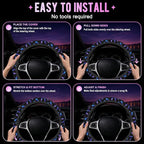 Galaxy Butterfly Steering Wheel Cover for Women Men Neoprene Breathable Wheel Cover Protector Anti-Slip Car Accessories Universal 15 Inch Fit for Cars Trucks Vehicles