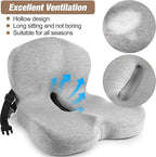 Truck Seat Cushion, Memory Foam Trucker Seat Cushion for Truck Driver Long Sitting with Adjustable Strap, Back Support and Pain Relief for Trucker Driving Office Chair and Pain, Light Gray