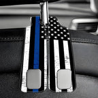 Car Headrest Purse Hanger Grunge Blue and Black American Flag 1 Pack Bag Purse Holder for Car Premium Leather Double Metal Hook for Handbags, Grocery Bags and Phones