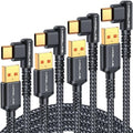 3.2A USB C Charger Cable,[4-Pack,10+6.6+3.3+1.6FT] USB A to USB C Right Angle Gold-Plated Type C Charger Fast Charging Durable Braided Cord for iPhone 17 16 15 Samsung S10 Note 10 S21 LG-Black