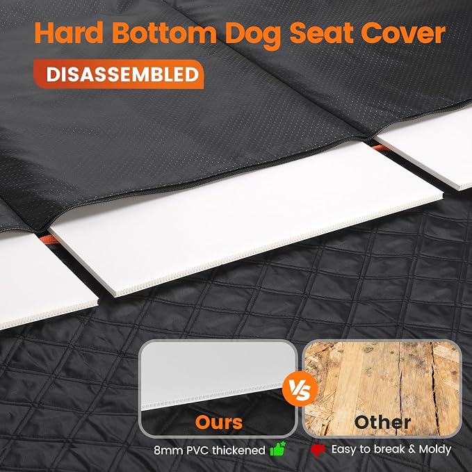 Dog Seat Cover for Back Seat, Hard Bottom Car Seat Cover for Dogs | Back Seat Extender Holds 500 lbs, Waterproof Back Seat Pet Cover for Dogs, Dog Hammock Travel Accessories for Car,SUV,Truck