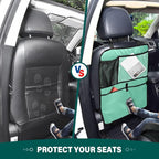 Seat Back Protector Medium Aquamarine Car Kick Mat with Pocket, Back of Front Seat Cover for Kids Feet
