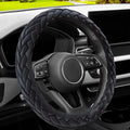 YHONGJT Soft Velvet Steering Wheel Cover Cute Hands Warm Fuzzy, Universal 15 Inch for Women Girls, Fit Vehicles, Sedans, SUVs, Vans, Trucks - Black