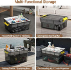 20Qt & 40Qt Stackable Storage Bins with Lids & Trays, Clear Plastic Latching Boxes Organizers with Dividers Portable Containers for Arts & Crafts,Home &Car Trunk Organization,Clear Grey,2Pack