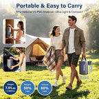 Queen Air Mattress with Cordless Battery Pump,TPU Blow up Mattress for Camping, Self Inflatable Mattress All Night Stability No Bad Smell, Air Bed for Tent Camping, Home, Guests, Car Travel
