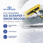 2-in-1 Telescoping Snow Broom and Ice Scraper with 18-Inch Non-Scratch Foam Head - Car Cleaning Tool with Long Extendable Handle for Windshield, Roof, Truck, and SUV, SJBLZD-PRX