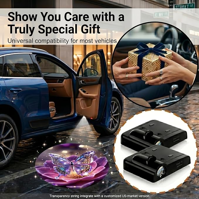 2PCS Galaxy Tree of Life Car Door Lights Projector, Magnetic Logo Projector Door Lights, Wireless LED Welcome Puddle Light, Tree of Life Car Accessories, Gifts for Women Men, Fit All Vehicles
