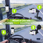Cell Phone Mount for Truck Phone Holder for Truck Drivers - Heavy Duty Suction Cup + Dashboard Pad, iPhone Holder for Dashboard Window 16.9 inch Long, for iPhone & Samsung, Semi Trucker, Black
