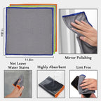 Microfiber Glass Cleaning Cloths,3 Pack Streak Free Miracle Cleaning Cloth,Reusable Lint Free Cleaner Towels for Kitchen,Windows,Mirror,Glasses,Car Windshields,Stainless Steel,11.8"×11.8"