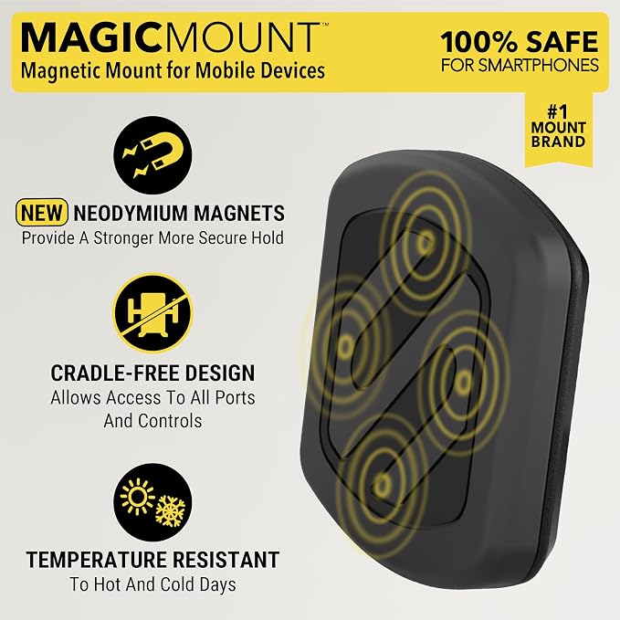 MXWDL Magnetic Cell Phone Holders for Your Car Dash/Windshield, Suction Cup Phone Holder Car Mount with Extra Strong Magnet, Thick Metal Plate Compatible with iPhone, Samsung and More, 2 Pack