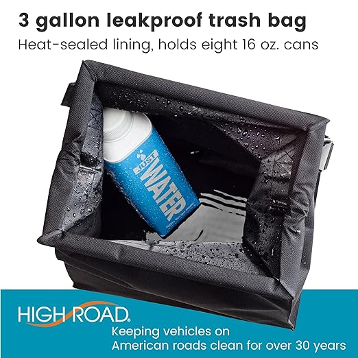 TrashStash Hanging Car Garbage Bag with Push-Close Lid and Waterproof Bin for Car, SUV and Truck Seat Backs - Holds 3 Gallons of Car Trash (Black)