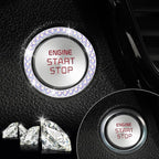 2 PCS Crystal Rhinestone Car Engine Start Stop Decoration Ring, Bling Car Interior Accessories for Women, Push to Start Button Cover Sticker, Automotive Decals, Colorful