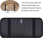Car CD Case Holder, Vehicle Sun Visor Organizer for Cars with 12 DVD Storage Sleeves, 1 Mesh Pocket, 1 Pen Holder and Elastic Strap, Black