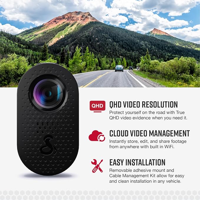 Cobra SC120 Dash Cam + Cobra 2.5A DIY Hardwire Kit - OBDII Port to USB-C/Micro-USB with 15ft Cable