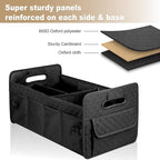 Car Trunk Organizer for SUV, Car Storage Organizer Collapsible Multi Compartment Container Box, Adjustable Car Accessories for Women/Men, Large Black