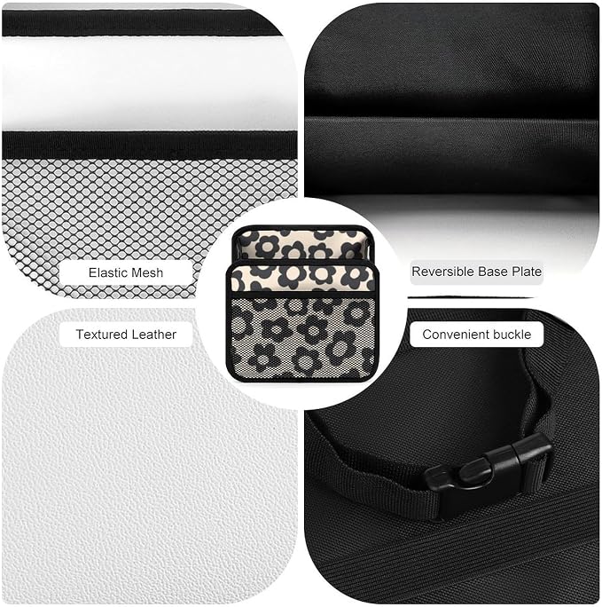 Car Backseat Organizer - Cute Aesthetic Car Storage Bin with Mesh Pocket & Reinforced Base - Universal Fit Hanging Seat Back Accessories for Women (Black)