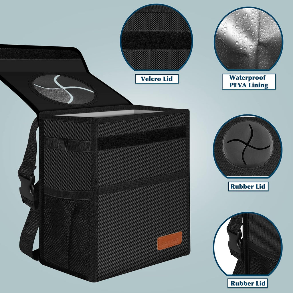 Waterproof Car Trash Can with Lid — Sealed Auto Garbage Bin