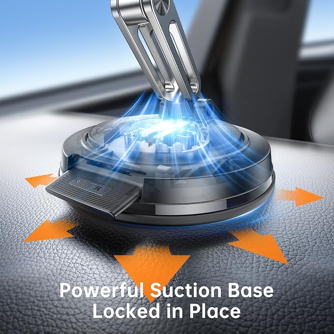 for MagSafe Car Mount, [3-Axis Adjustable] Vacuum Magnetic Phone Holder, Replaceable Suction Cup (Dashboard/Windshield), 360° Rotation, Foldable, for iPhone 17-12 Pro/Max/Plus, Carbon-Fiber