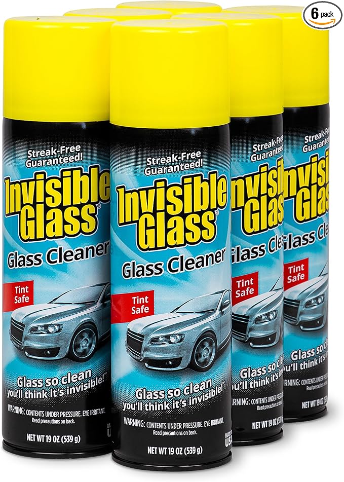 91164-6PK Premium Aerosol Glass Cleaner Spray for Car Windshields and Windows, Automotive and Home Window Cleaner, Streak-Free, Ammonia-Free, Tint-Safe – 19 oz (Pack of 6)