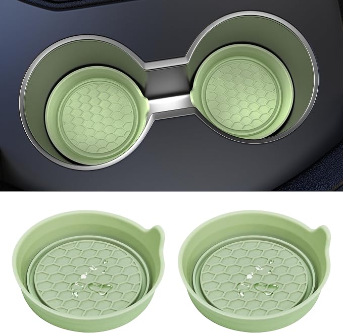 Car Cup Coaster Universal Automotive Waterproof Non-Slip Cup Holders Sift-Proof Spill Holder Car Interior Accessories 2 Pack Tea Green