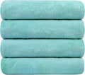 Microfiber Bath Towels, Bath Towel 4 Pack(30" x 60"), Oversized, Soft, Super Absortbent and Fast Drying, Multipurpose Use for Sports, Fitness, Yoga, Green-Floral Embossed