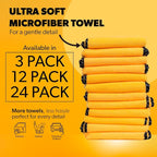 Professional Grade Premium Microfiber Towels for Cars, Gold, 16" x 16", Ultra-Soft and Scratch-Free Car Detailing Cloths for Trucks, Motorcycles, and More - 12 Pack