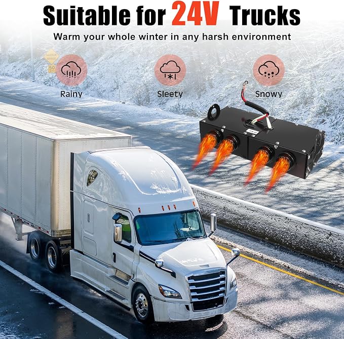 500w Car Heater 24 volt Camping Heaters Car Heater Kit Camping Windshield Window Defogger Defroster for Winter Automobile Windscreen Car Camper(24v)