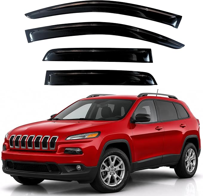 KPY Rain Guards Fit for 2014-2023 Jeep Cherokee, Out-Channel Window Visors Vent Wind Deflectors 4PC, Car Accessories for 14-23 Cherokee
