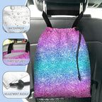 Car Trash Bag Hanging Back of Seat Waterproof Small Cute Printed One-handed Strap Drawstring Garbage Bags for Car-Glitter Pink
