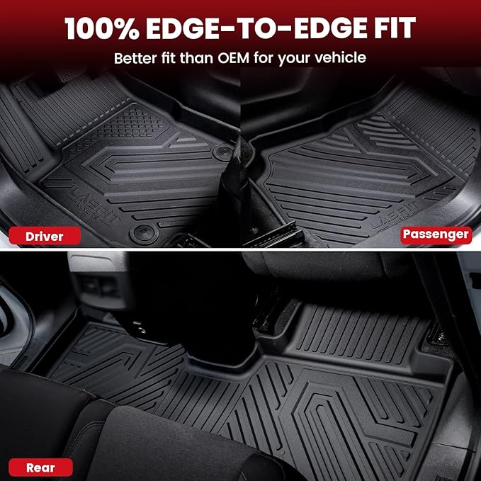 Floor Mats & Backrest Mats & Cargo Mat for Kia Carnival SX Prestige 2026 2025 2024 2023 2022 (Only Fit Gas & 7 Seats), All Weather TPE Custom Fit Floor Liners Car & Trunk Mat Accessories,Black