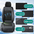 Cooling Car Seat Cover Front Seat, 12V-24V Ventilated Seat Cushion, Cooling Car Seat Cushion with 2 Powerful Turbo Fans 3-Speed Adjustable for Summer Driving, Universal Fit for Car SUV Truck