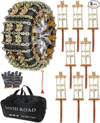 Tire Chains for Car/SUV/Pickup Truks, Adjustable Universal Emergency Snow Chains for Tire, 8.7-11.1 inch, 8 Pcs