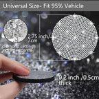 2pcs Bling Car Cup Holder Coaster, 2.75 inch Anti-Slip Shockproof Universal Fashion Coasters Insert Crystal Rhinestone Automotive Interior Accessories for Women (2 pcs, White)