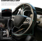 3PCS Carbon Fiber Steering Wheel Cover-Segmented Clip-On Design Anti-Slip & Scratch Resistant Universal Fit 14.5"-16" for Cars/Truck/SUV Great Gift for Men & Women