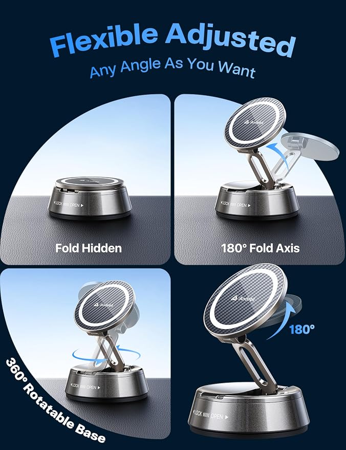 2026 Upgrade for Magsafe Car Mount [Strongest Suction & Magnet] Vacuum Magnetic Phone Holder for Car 360° Adjustable Car Cell Phone Holder Mount for iPhone 17 Pro Max 16/15/14/13/12