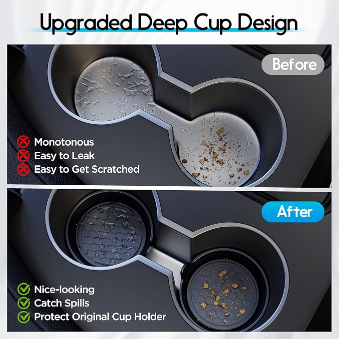 Car Cup Coaster Universal Automotive Waterproof Non-Slip Cup Holders Sift-Proof Spill Holder Car Interior Accessories 4 Pack Black
