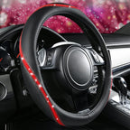 Bling Diamond Black Leather Steering Wheel Cover, Studded Crystal Rhinestones Universal Fit 14" 1/2-15" Glitter for Women Sparkle Girl Fit Suvs,Vans,Sedans,Car,Trucks, Red Diamond