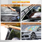 Car Windshield Snow Ice Cover, Laser Titanium Silver Windshield Snow Ice Cover with Magnetic Edges Used for Snow Protection, Rain and Sun, Fits for Most Cars, SUV(63"x47")