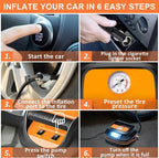 131 Pieces Car Emergency Safety Kit Bag with Air Compressor Jumper Cable Tire Pressure Gauge Roadside Emergency Car Kit for Vehicles