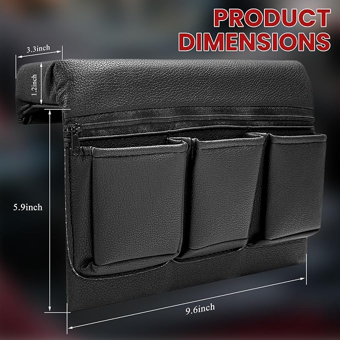 Car Door Side Storage Pocket, Leather Auto Window Armrest Pad with Multiple Pockets, Multi-Functional Door Storage Bag Elbow Rest Pad for Cars Trucks SUVs, Car Accessories
