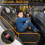 Orange Car Rear Seat Cover for Dogs, Durable Waterproof & Scratch Resistant Vehicle Backseat Protector, Nonslip Dog Accessory & Pet Protection for Back Seats, Machine Washable