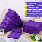 Microfiber Cleaning Cloths for Cars 16 x 16 Inch Ultra Absorbent Car Towels Drying Reusable Cleaning Supplies House Kitchen Window Microfiber Towel(Purple,120 Pcs)