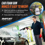 Car Wash Foam Gun + Microfiber Wash Mitt - Works with Any Soap - Garden Hose Car Foam Sprayer - Foam Cannon Car Wash Kit - Car Accessories Foam Blaster (Black Foam Gun with Mitt)