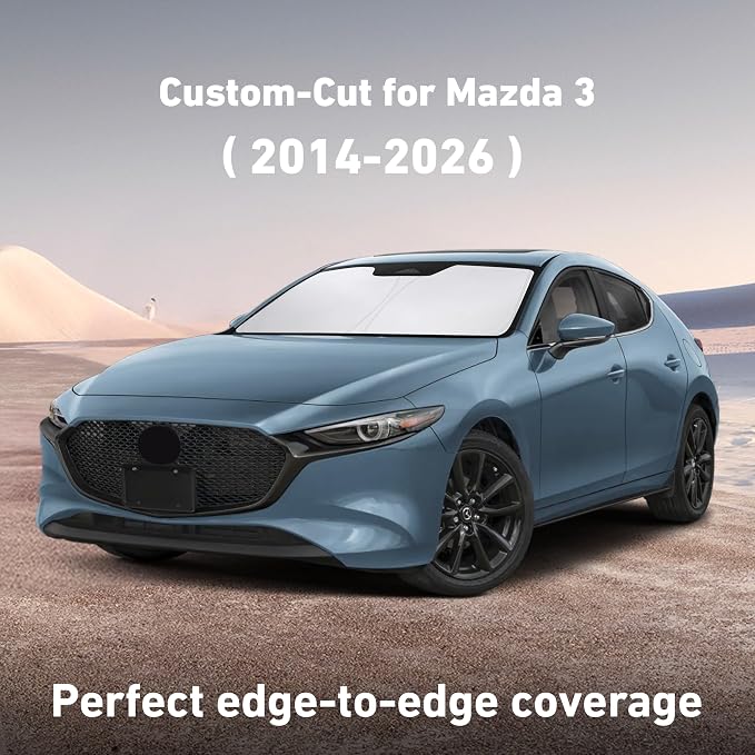 Windshield Sunshade Compatible for Mazda 3 2014-2024 2025 2026, Sun Visor for Front Windshield & Window Sun Shade Cover, UV Heat Blocker & Protector, Car Accessories