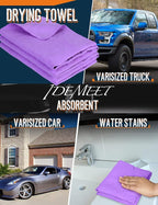 Premium Car Drying Towel, Super Absorbent 26"x17" Large Chamois Cloth Shammy Towel for Vehicle, Reusable Chamois Shammy Cloth for Car, Bathroom, Dust Remove, No Spots/Streak/Scratch, Purple
