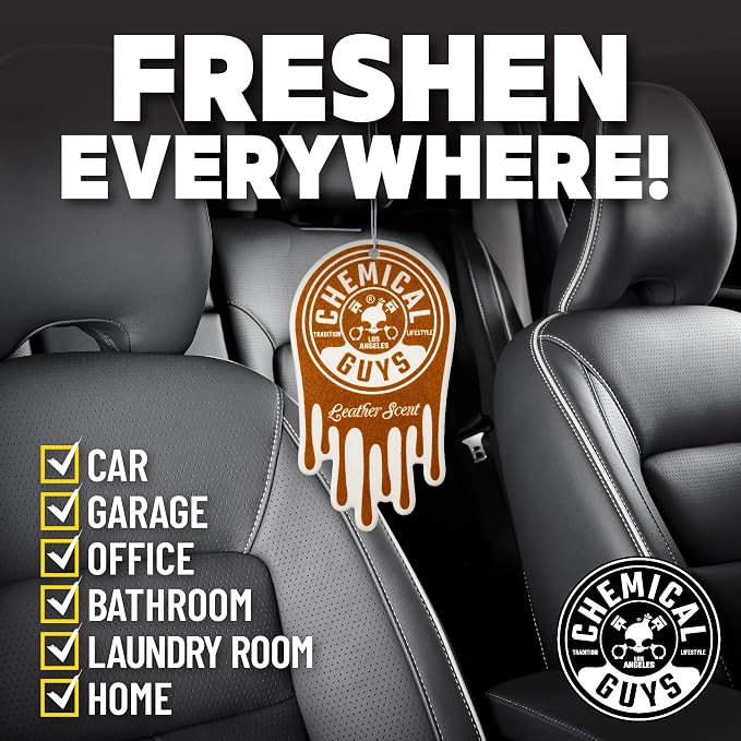 Hanging Air Fresheners - Leather Scent for Cars, Trucks, SUVs, RVs, Home, Office, Work, Dorm Room, & More - 12 Pack - AIR40904