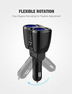Otium USB C Car Charger, 2 Sockets Cigarette Lighter Splitter 12/24V 80W Dual USB Type-C Ports Separate Switch LED Voltage Display Built-in Replaceable 10A Fuse Compatible Mobile Phone GPS Dash Cam