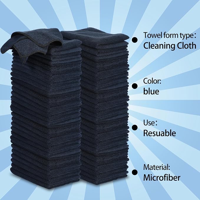 Cleaning Cloth Dry Erase Cloth Cleaning Rags Reasonable Kitchen Towels Microfiber Towels Cars Wash(12 x 12 Inch,Black,10 Pcs)