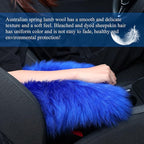 Furry Armrest Cover Auto Center Console Cover Car Soft Console Pad, Real Sheepskin Wool Soft Fluffy Auto Center Armrest Pad for Most Car Decoration Protector(Blue)